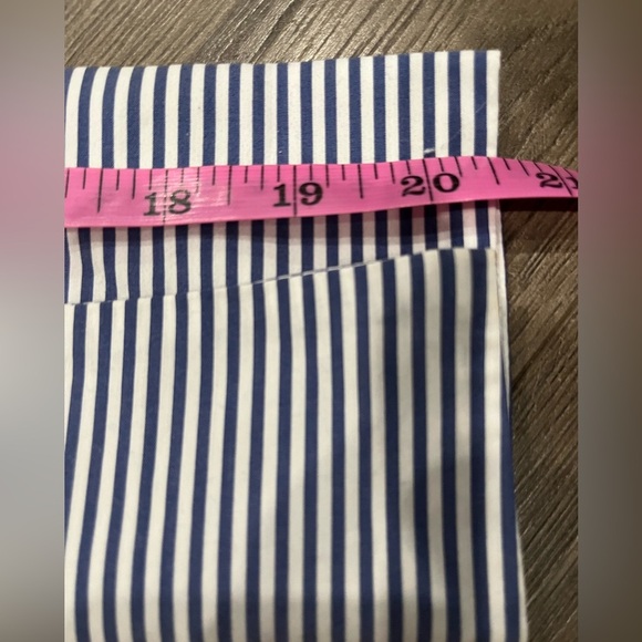 [XS/PTP:18”]Highline Collective Embroidered Floral Bird Blue Striped Shirt Dress - Picture 8 of 12